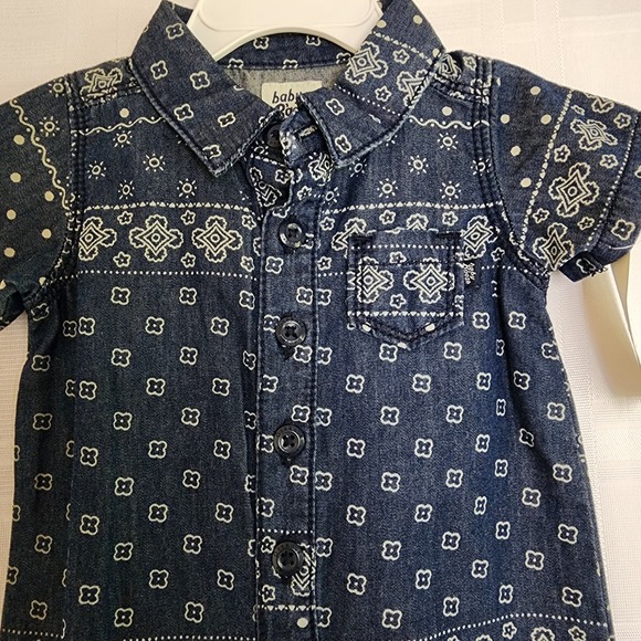 Baby B'gosh Denim Romper Bandana Print Button Up Short Sleeve‎ 6Mo - Picture 3 of 7